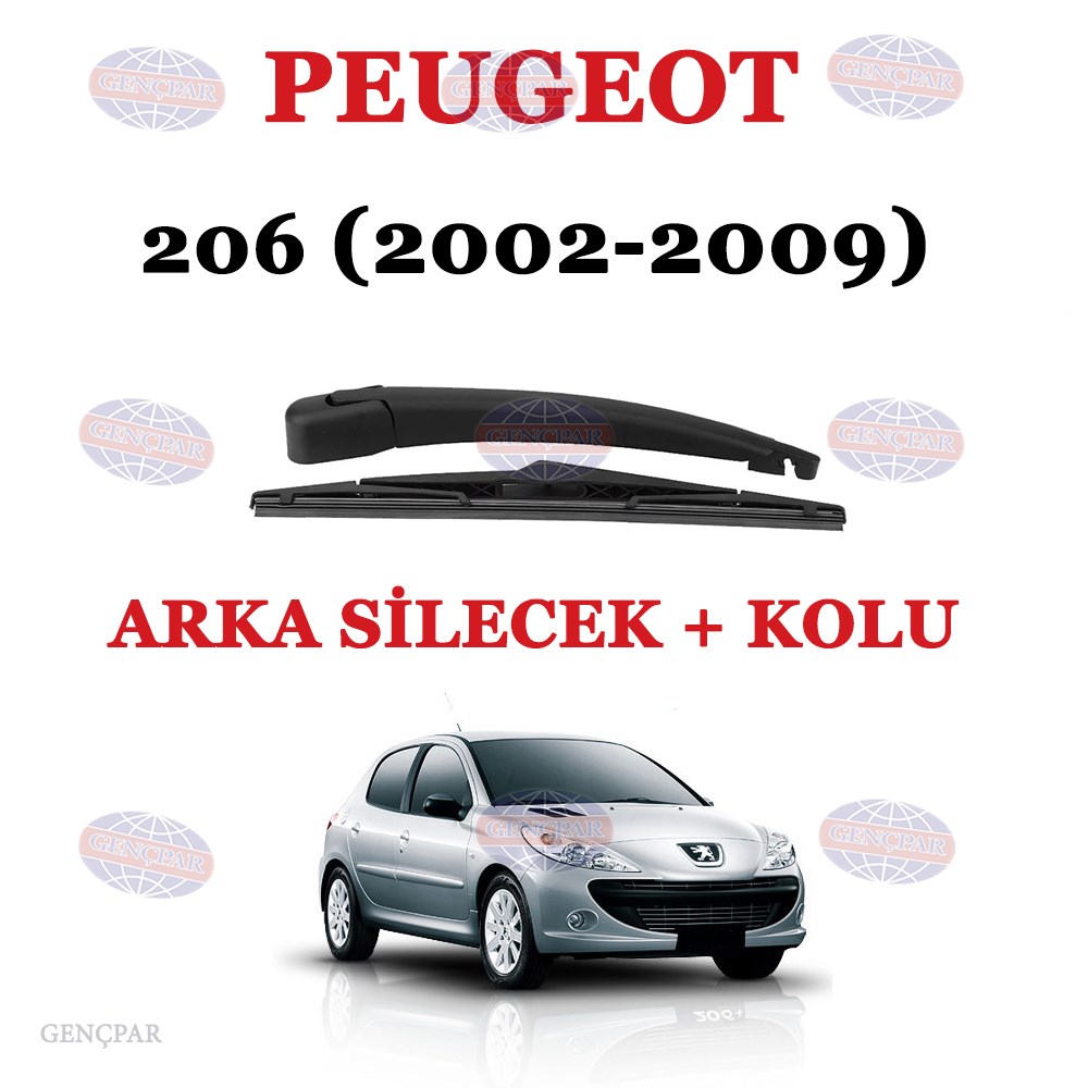 Peugeot 206 Arka Silecek Kolu+Silecek Süpürgesi resmi
