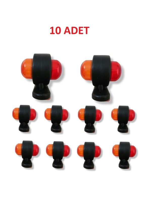 MİNİ TAKOZ LAMBA LEDLİ KIRMIZI  SARI 10 ADET YÜKSEK IŞIK DORSE YAN TAMPON YAN LAMBA KAMYON LAMBA resmi