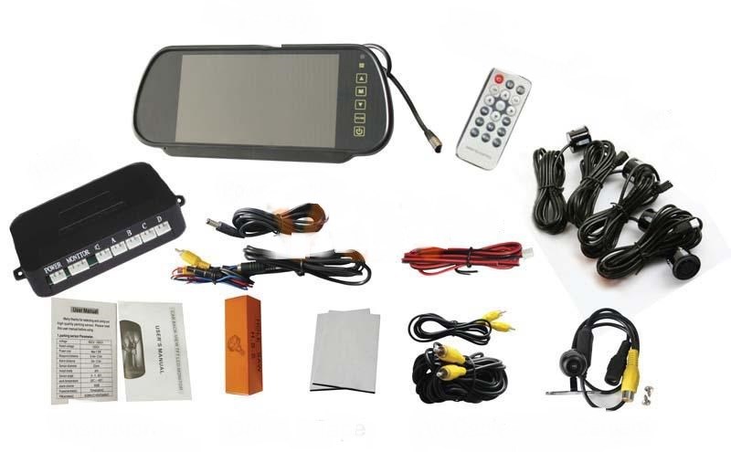 7" KAMERALI PARK SENSÖRÜ  + 4 SENSÖR KOMPLE SET GRİ resmi