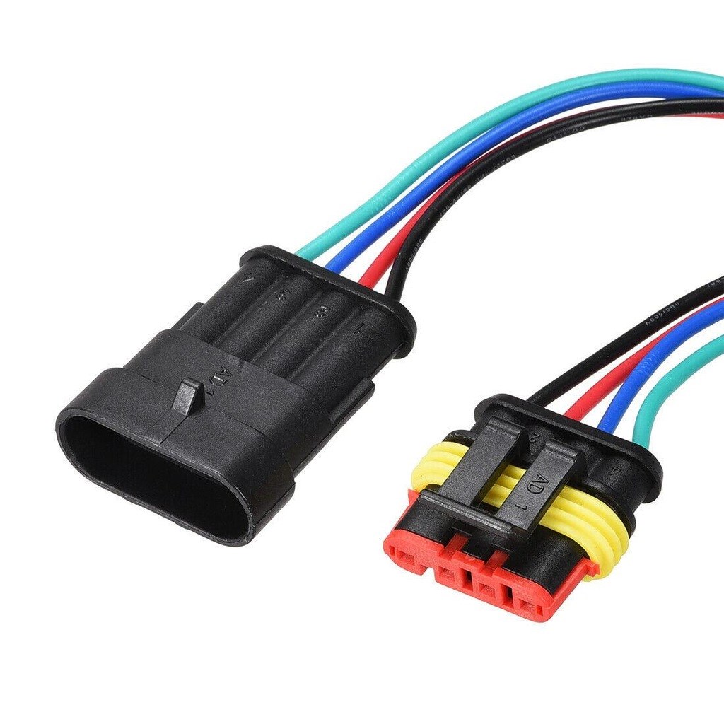 5 TAKIM 4 KABLOLU KARŞILIKLI KONNEKTÖR SOKET SU GEÇİRMEZ DAYANIKLI resmi