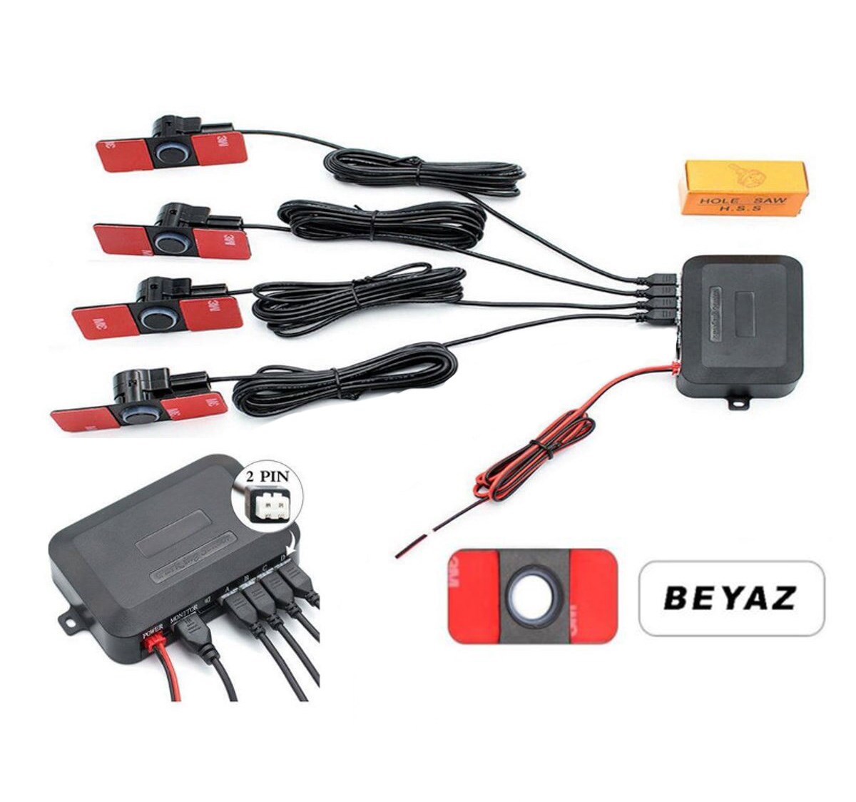 PARK SENSÖRÜ SES İKAZLI ORJİNAL LENS GÖRÜNÜMLÜ (OEM TİP) PARK SENSÖRÜ BEYAZ resmi