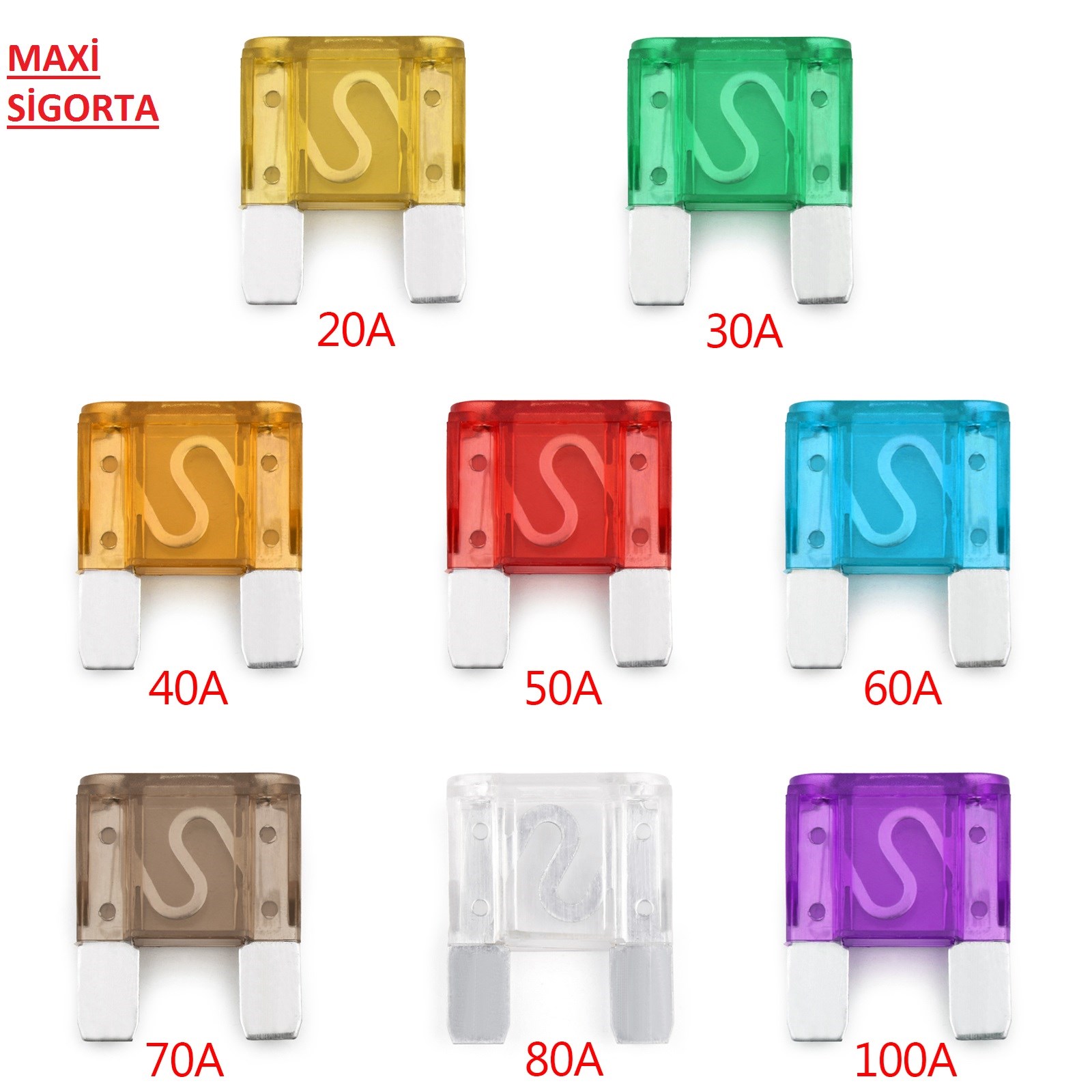 Sigorta Maxi Büyük Bıçak Sigorta Üniversal 20 Adet Karışık resmi