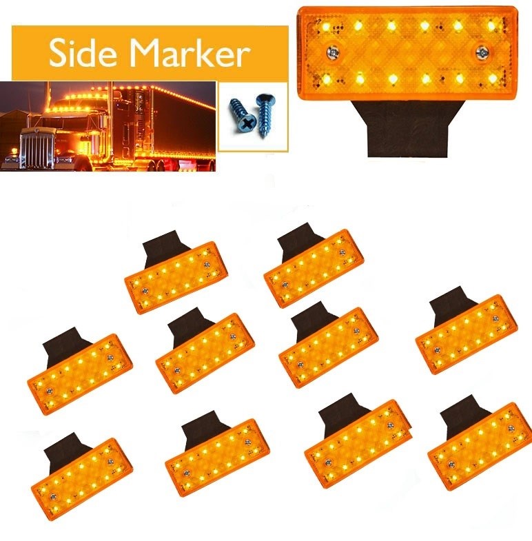 KAMYON  DORSE OTOBÜS YAN MARKER LAMBA 12 LEDLİ (10 ADET) SARI 12 VOLT resmi