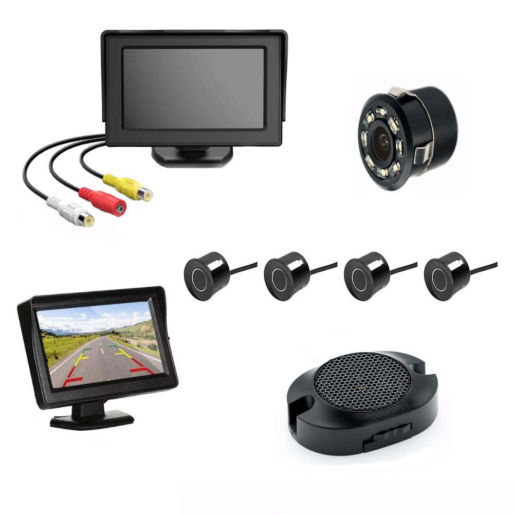 KAMERALI PARK SENSÖRÜ 4.3' KOMPLE +4 ADET SENSÖR SİYAH resmi