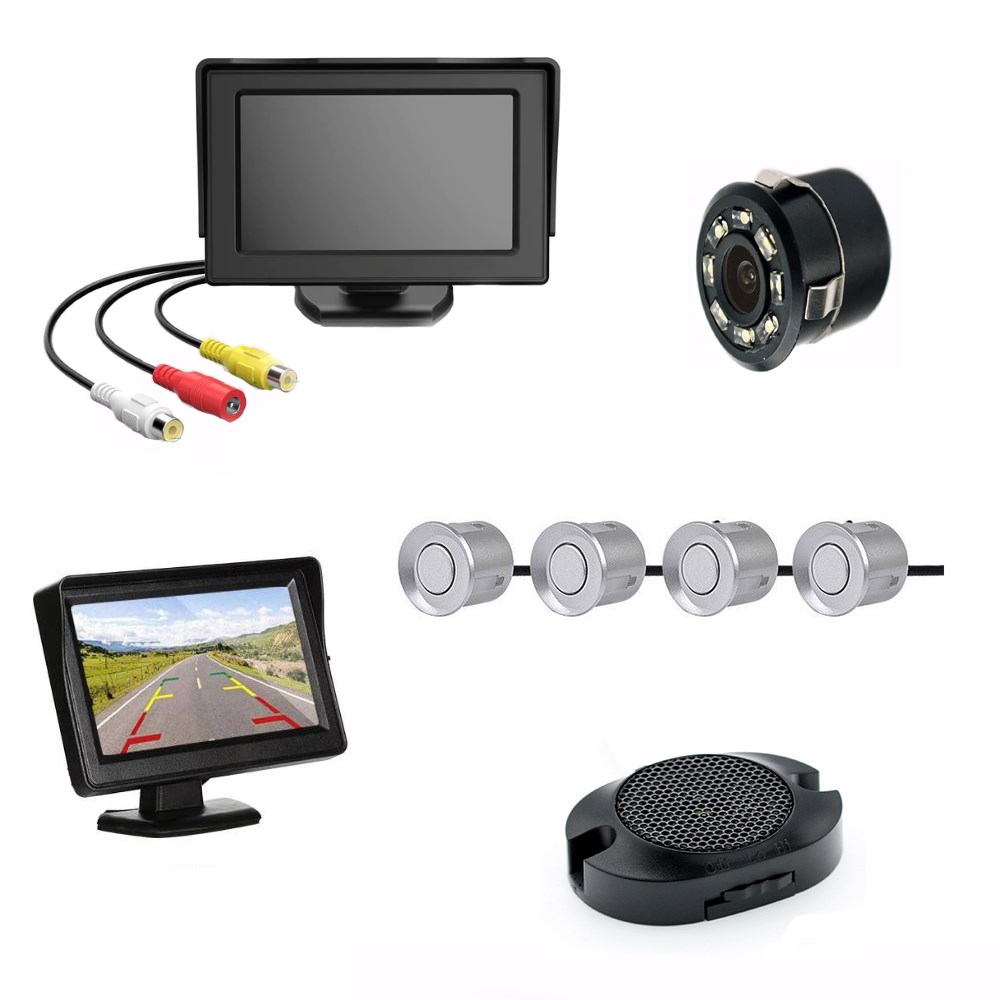 KAMERALI PARK SENSÖRÜ 4.3' KOMPLE +4 ADET SENSÖR GRİ resmi