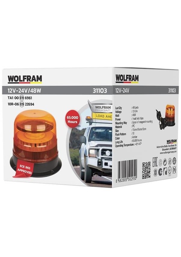 LEDLİ DÖNER LAMBA MIKNATISLI VE VATUZLU 12-24VOLT 48WATT FONKSYONLU resmi