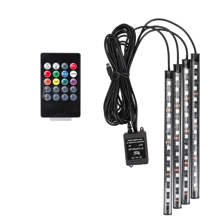 24 VOLT ARAÇ İÇİ AYAK ALTI SESE VE MÜZİĞE DUYARLI KUMANDALI RGB LED AYDINLATMA resmi