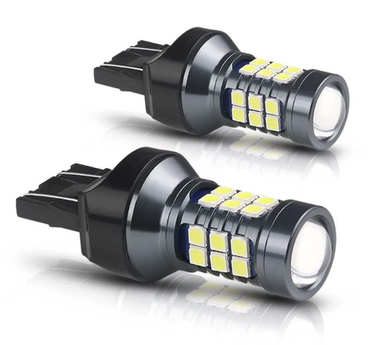 T20 21W TEK DUY GÜNDÜZ VE GERİ VİTES UYUMLU BEYAZ LED AMPÜL TAKIMI 2 ADET MERCEKLİ resmi