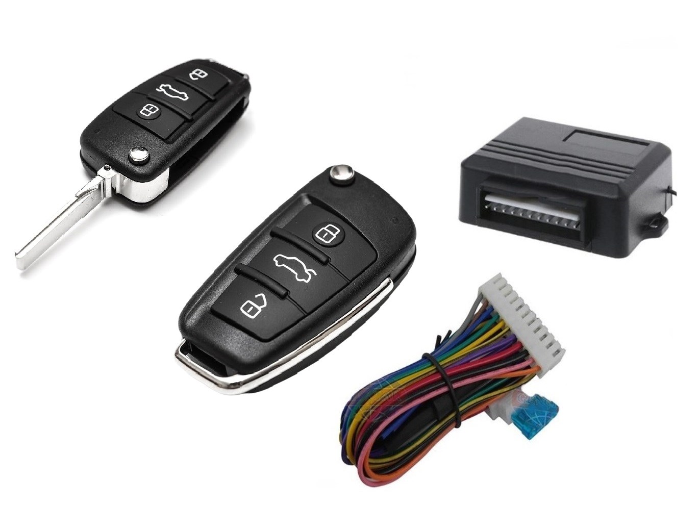 AUDİ TİP AÇMA KAPAMA MERKEZİ KİLİT SETİ SUSTALI ANAHTARLI KUMANDA YENİ MODEL resmi