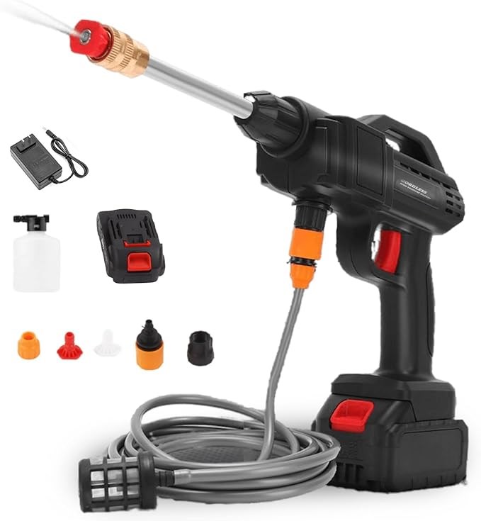 ŞARJLI YÜKSEK BASINÇLI OTO YIKAMA BAHÇE SULAMA TABANCASI PÜSKÜRTME resmi