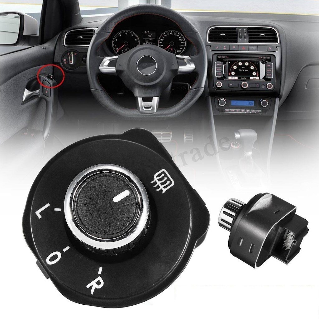 VOLKSWAGEN POLO AYNA AYAR DÜĞMESİ   2011-2016 **KROM** resmi