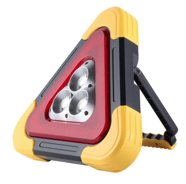 GÜNEŞ PANELLİ SOLAR ŞARJLI ÜÇGEN IŞIKLI TRAFİK REFLEKTÖR FENER resmi