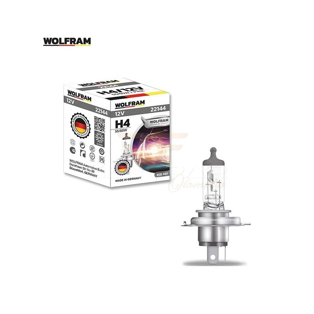 WOLFRAM 12V H4 AMPUL 60/55W 43T STANDART AMPUL WOLFRAM 22144 resmi
