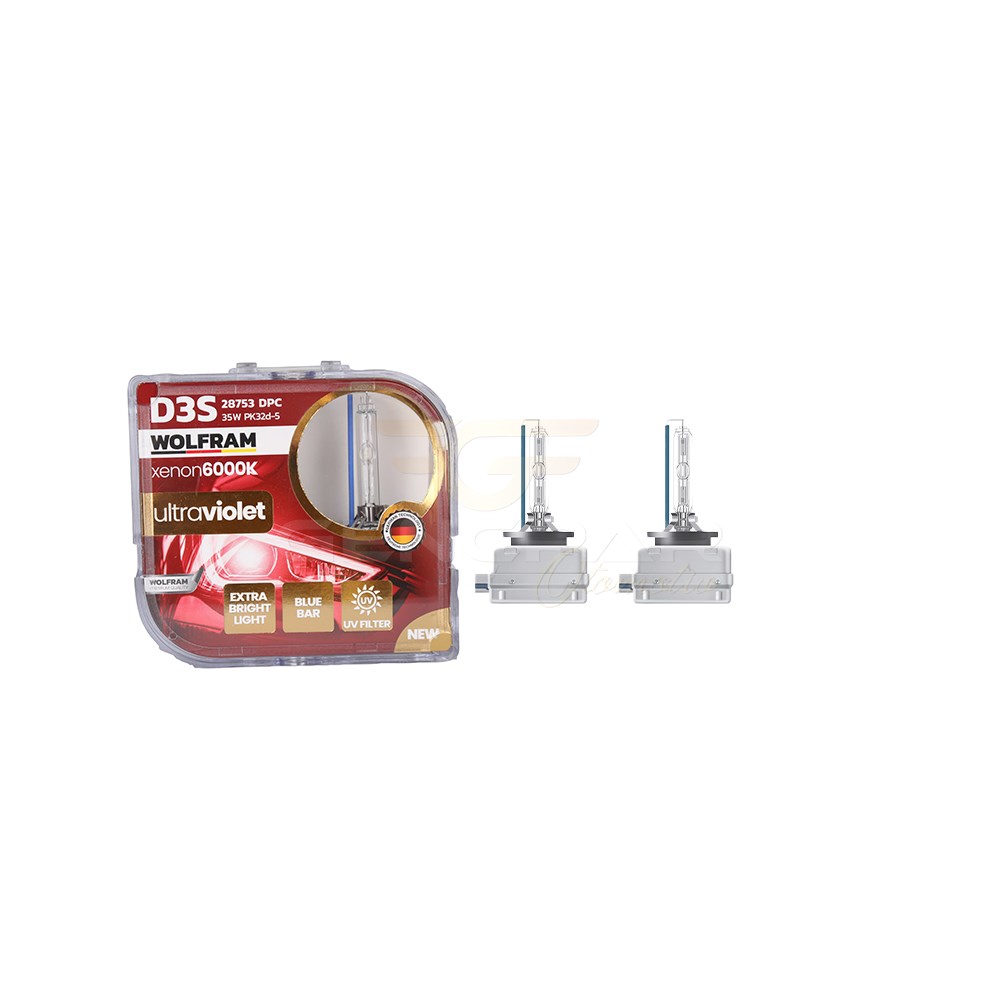 WOLFRAM D3S XENON AMPUL 6000K ULTRAVİOLET MAVİ CAM BEYAZ IŞIK 12V 35W WOLFRAM 28753DPC 1 TAKIM resmi