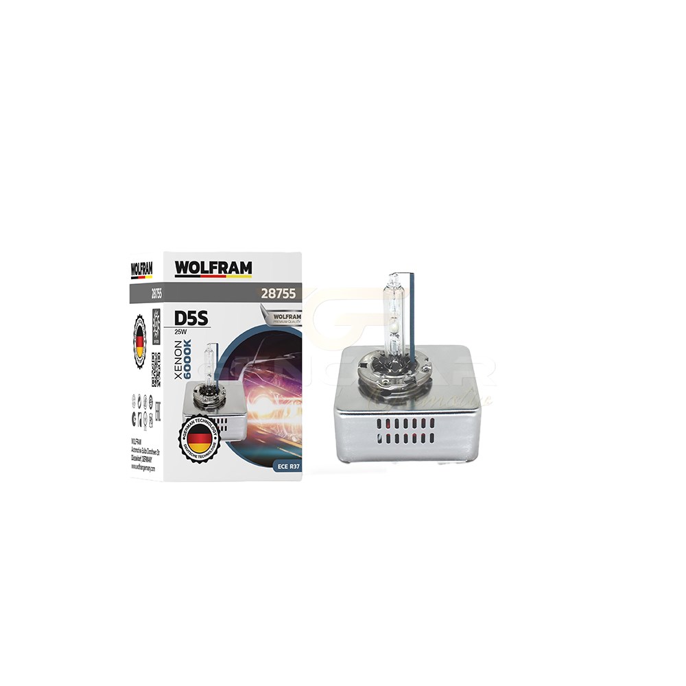 WOLFRAM D5S XENON AMPUL 6000K ULTRAVİOLET MAVİ CAM BEYAZ IŞIK 12V 25W WOLFRAM 28755 1 ADET resmi