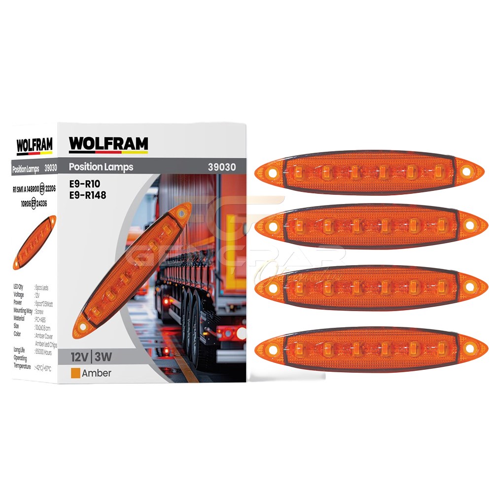 PARMAK LED YAN POZİSYON LAMBASI TURUNCU AMBER RENK PARMAK LED 12V 3W E9-R10 BELGELİ 10 ADET WOLFRAM 39030 resmi