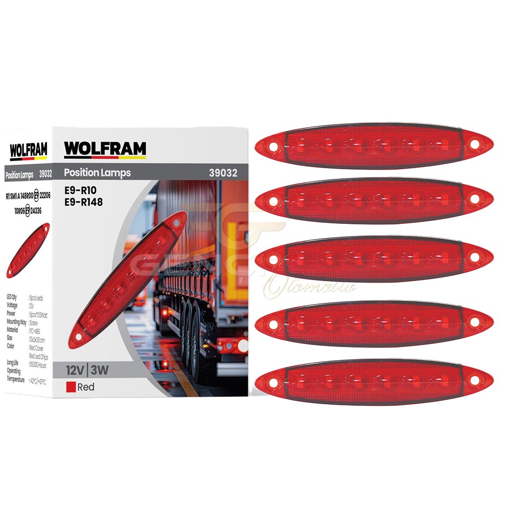 PARMAK LED YAN POZİSYON LAMBASI KIRMIZI RENK PARMAK LED 12V 3W E9-R10 BELGELİ 10 ADET WOLFRAM 39032 resmi