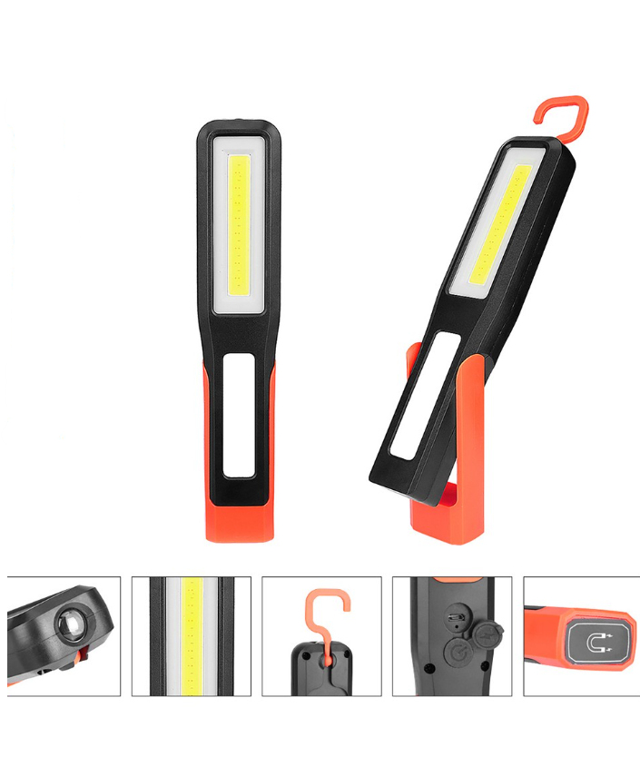 EL FENERİ ÇALIŞMA LAMBASI LEDLİ MIKNATISLI ASKILI ŞARJLI 3 FONKSİYONLU KIRMIZI ÇAKARLI USB resmi