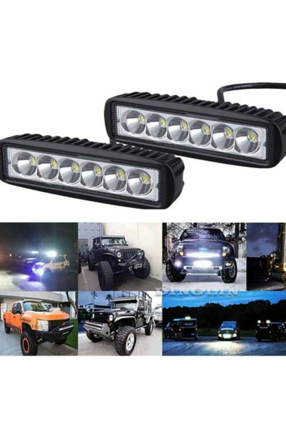 2 Adet 6 Ledlı Metal Kasali 18 W Off-road Led Isik Gündüz Fari Si resmi