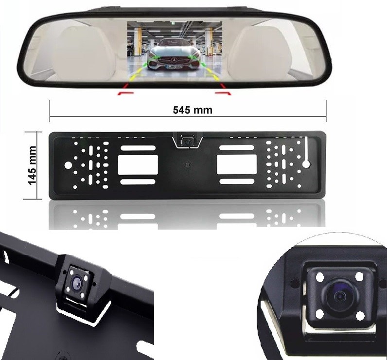 KAMERALI PARK SENSÖRÜ AYNA 4,3"EKRAN+PLAKA KAMERA resmi