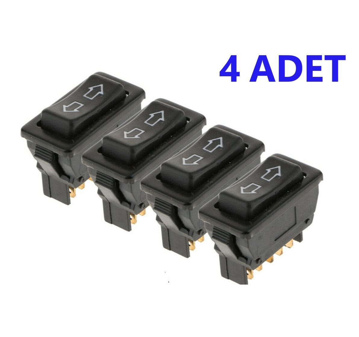 ÜNIVERSAL OK ISARETLI CAM DÜGMESI ANAHTARI 5 PINLI  (4 ADET) resmi