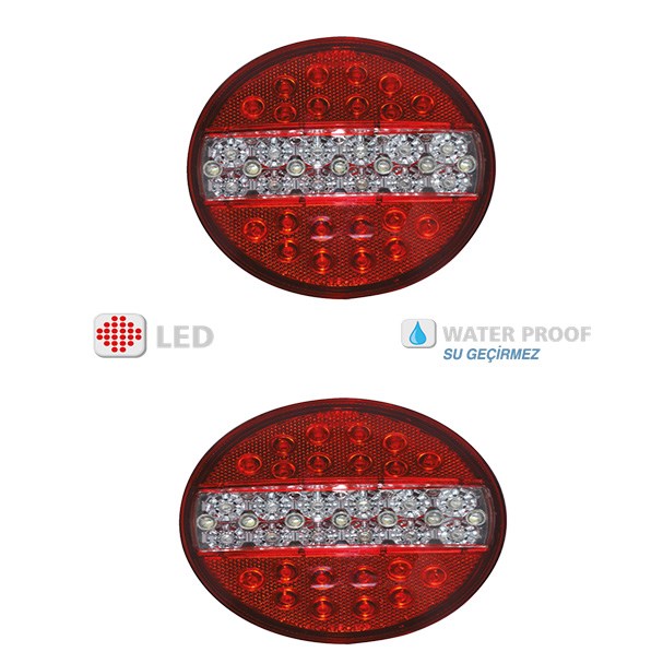 HAMBURGER TİP LEDLİ STOP LAMBA 12 VOLT  4 MODLU 2  ADET resmi