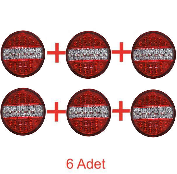 HAMBURGER TİP LEDLİ STOP LAMBA 12 VOLT 4 MODLU 6 ADET resmi
