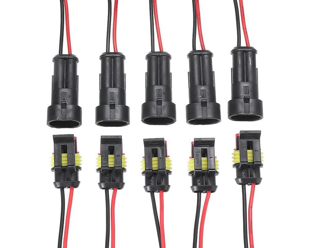 5 TAKIM KARŞILIKLI İKİLİ SU GEÇİRMEZ KABLOLU KONNEKTÖR SOKET resmi