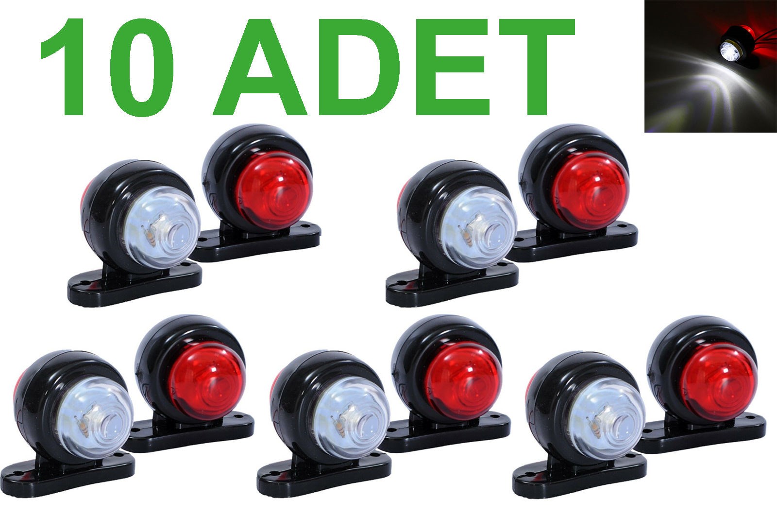 Takoz Lamba 10 ADET Kırmızı Beyaz 6 LEDLİ Mini Takoz Lambası Dorse yan Tampon Yan Lamba Kamyon Lamba resmi