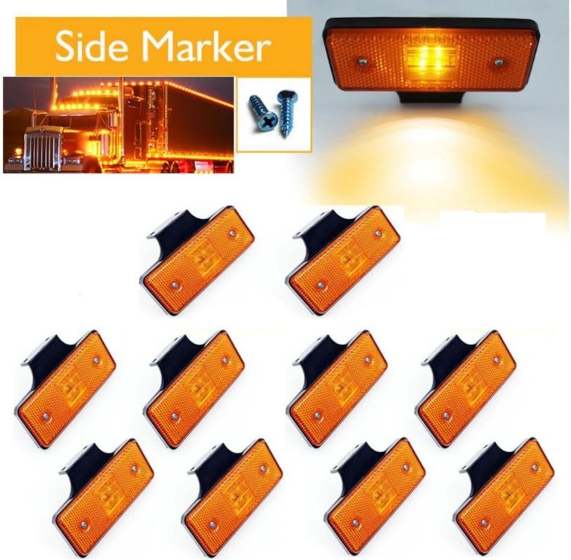 KAMYON TIR DORSE OTOBÜS  YAN MARKER LAMBA (10 ADET ) SARI 12-24 V E ONAY BELGELİ resmi